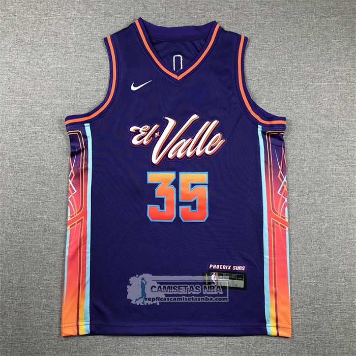 Camiseta Nino Phoenix Suns Kevin Durant NO 35 Ciudad 2023-24 Violeta